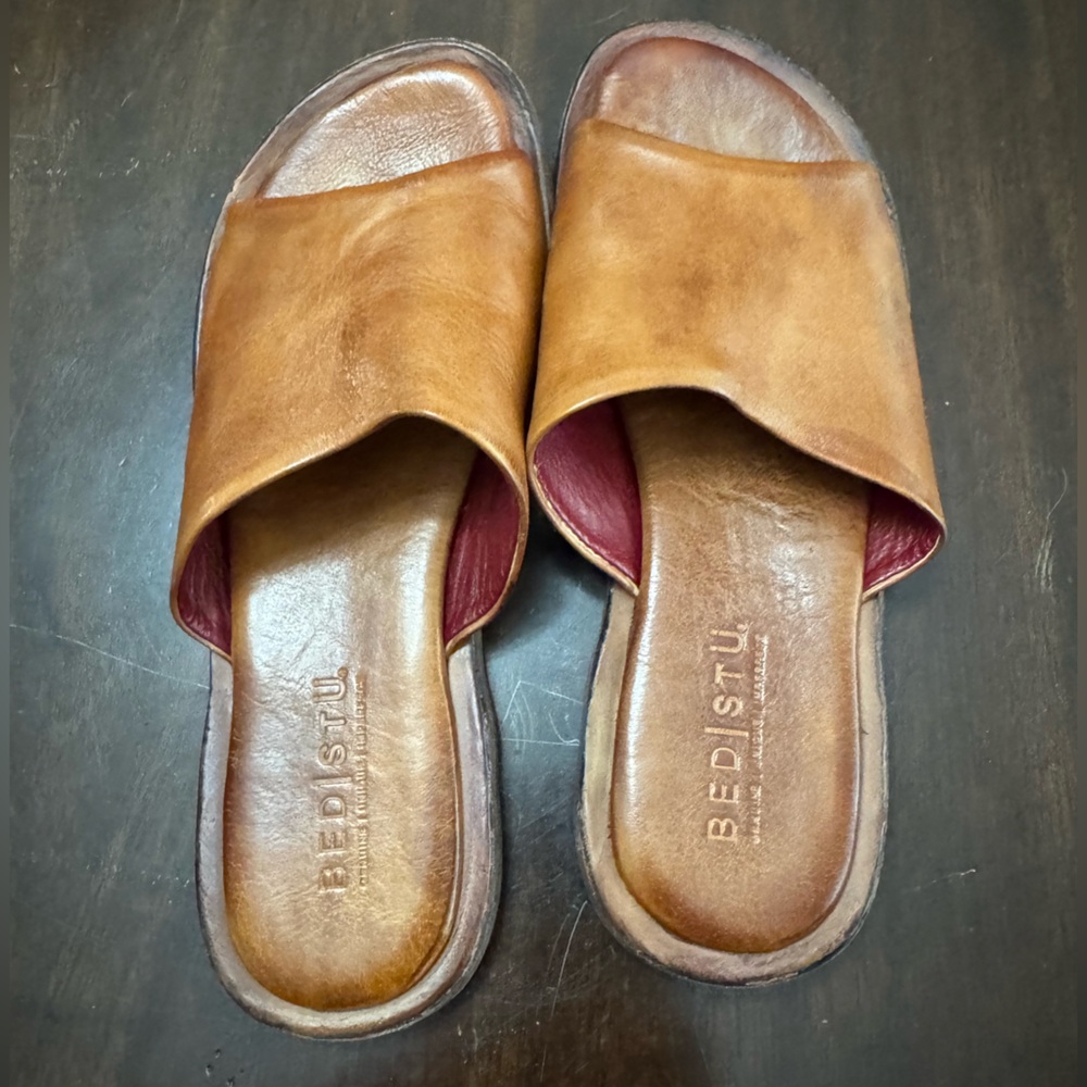 Bed Stu Brown Leather Slides